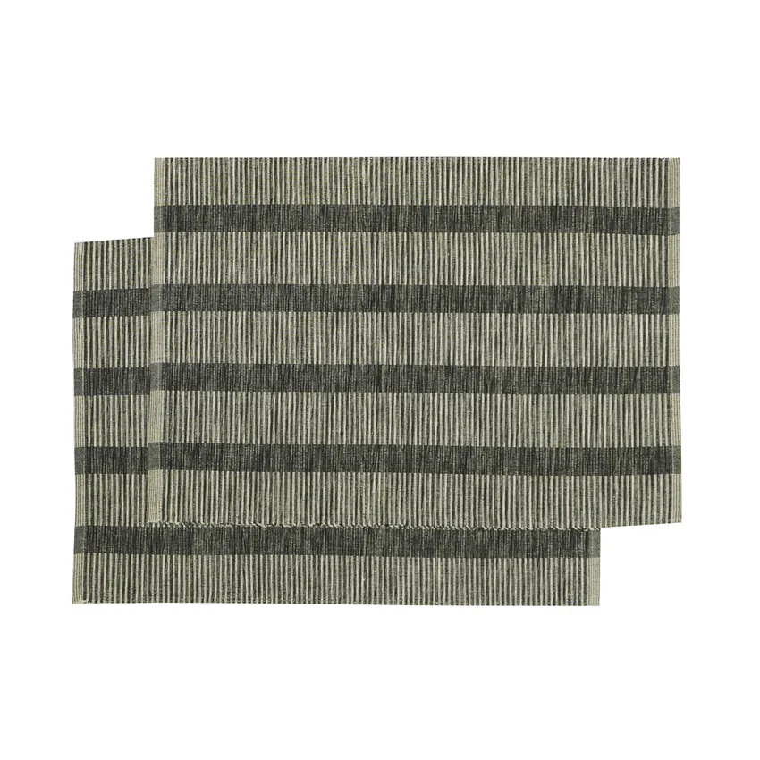 Set de table recyclé 2-pack Minna, Noir/Lin