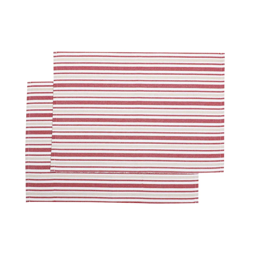 Set de table recyclé 2-pack Casper, Rouge foncé/Beige