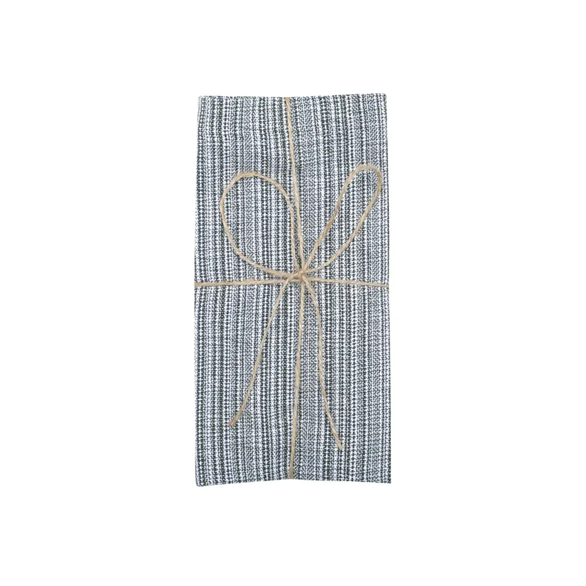 Serviette Recyclée 2-pack Jonna, Vert olive/Blanc