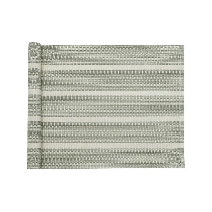 Recyclé Chemins de table Tuva, Vert olive/Lin
