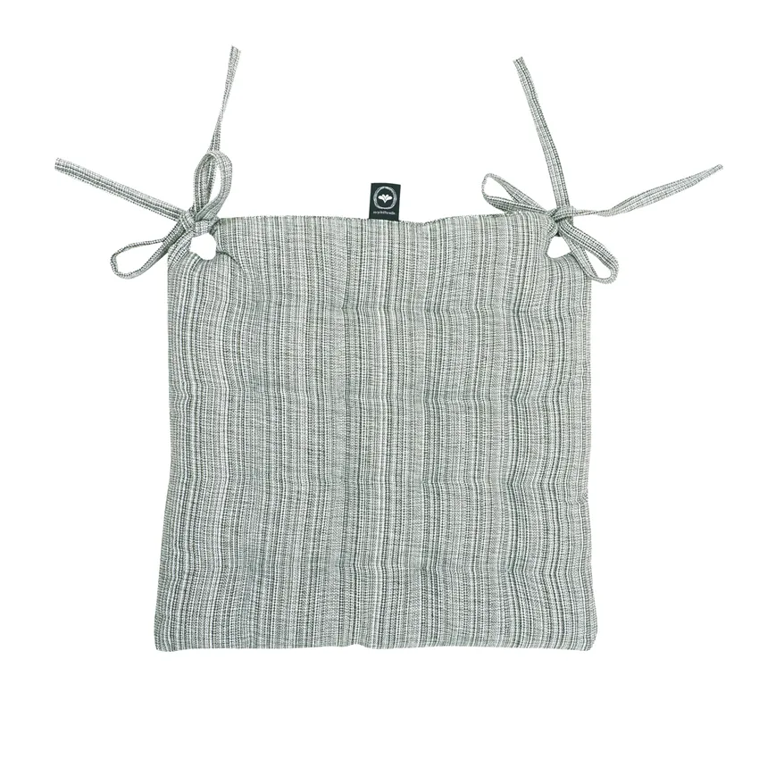 Coussin de chaise recyclé Jonna, Vert olive/Blanc
