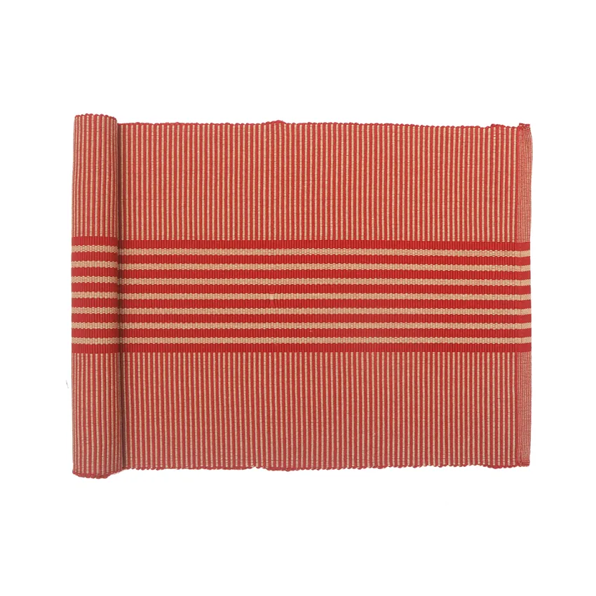 Recyclé Chemins de table Isa, Rouge foncé/sable