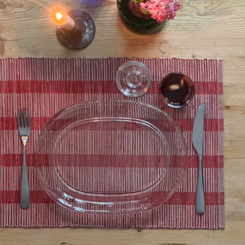Set de table recyclé 2-pack Minna, Rouge foncé/Linne
