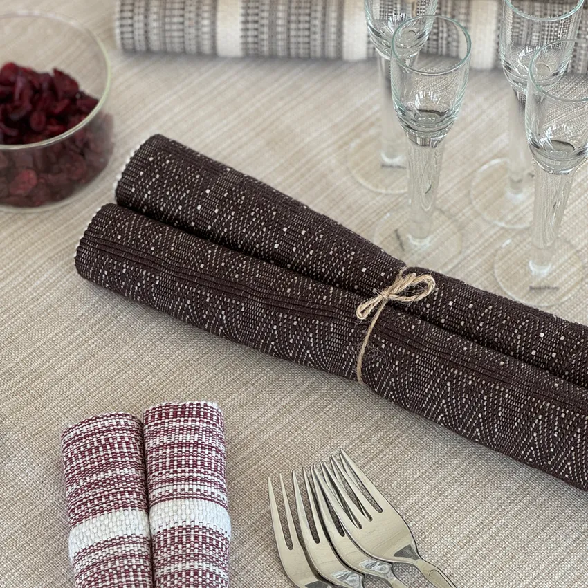 Set de table recyclé 2-pack Viggo, Brun/Lin naturel