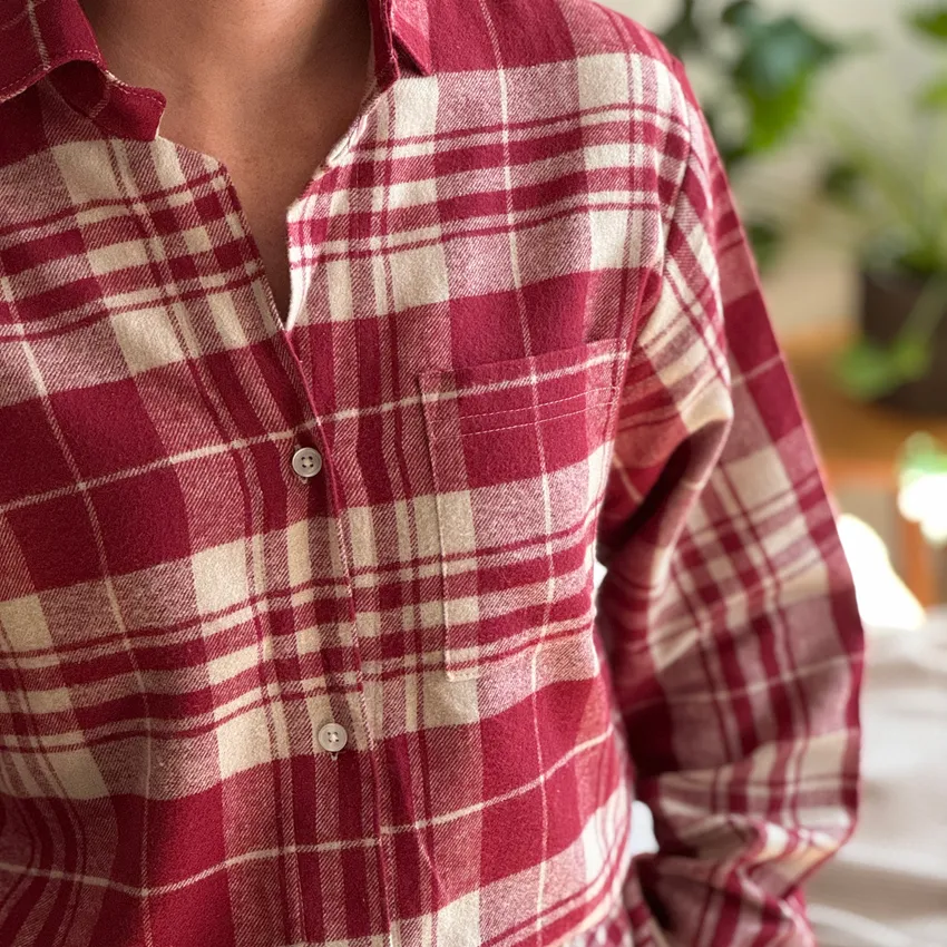 Pyjamasset Sälen 2 pièces, Rouge foncé/Linne