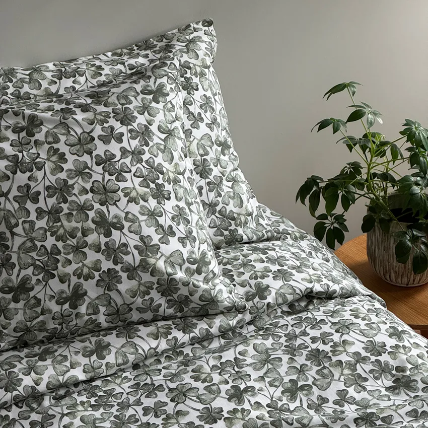 Parure de lit 2 pièces Klöver, Vert mousse
