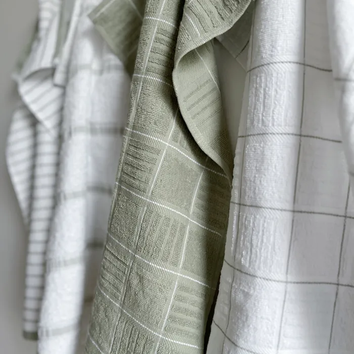 Asciugamano Visby, 4-scomparti, Verde/Bianco