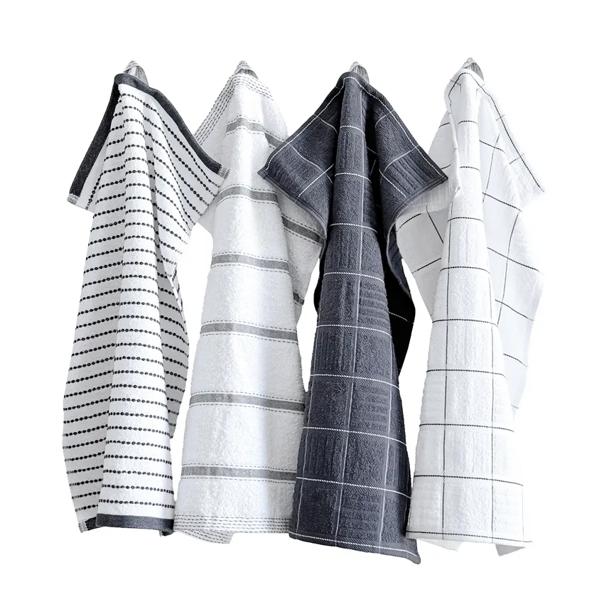 Asciugamano Visby, 4-scomparti, Grigio/Bianco