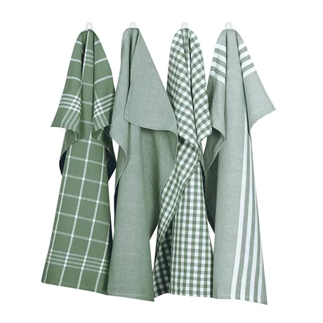 Strofinaccio da cucina riciclato Recycling, 4-scomparti, Verde/Bianco