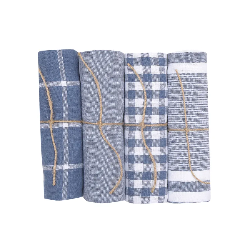 Strofinaccio da cucina riciclato Recycling, 4-scomparti, Grigio-blu/Bianco