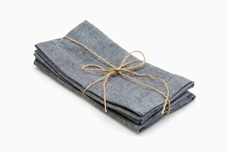 Tovagliolo riciclato 2 pezzi Elin, Blu navy/Bianco