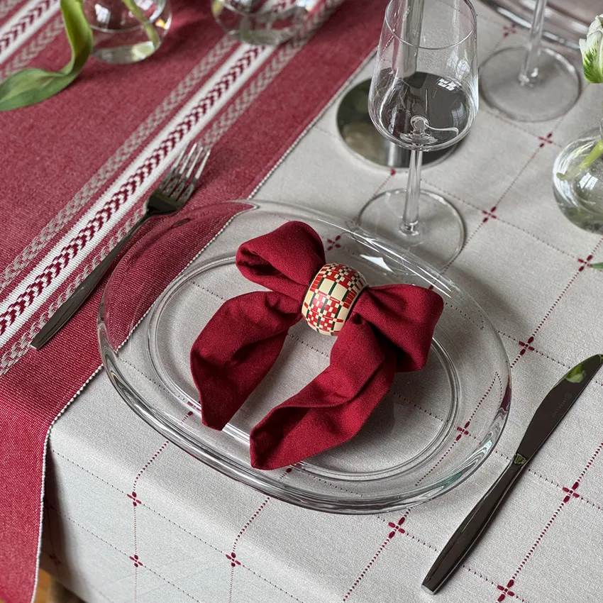 Tovagliolo riciclato 2 pezzi Elin, Rosso scuro