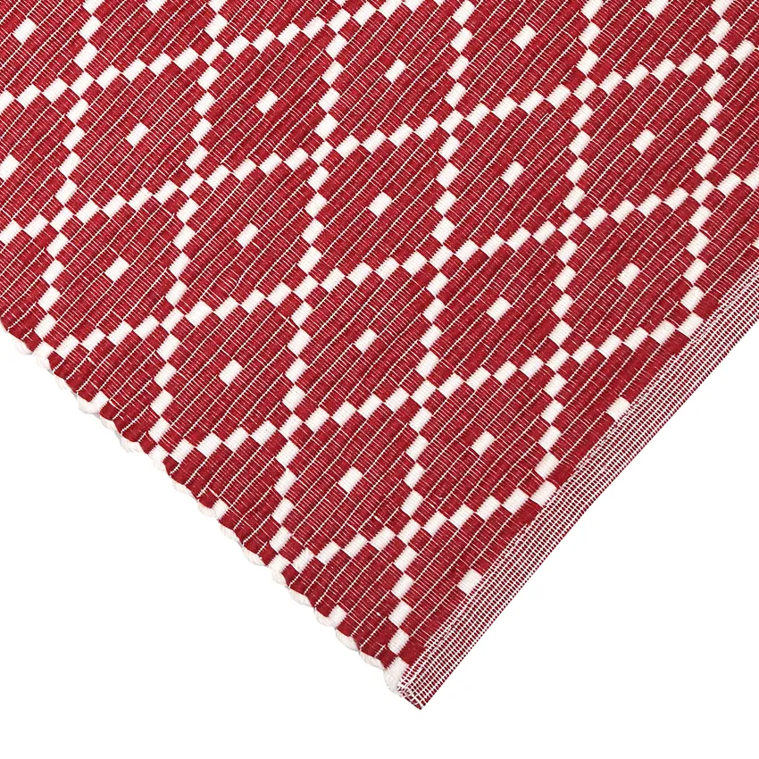 Tappeto rips riciclato Ella, Rosso scuro/Beige