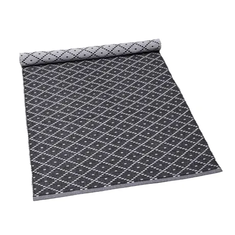 Tappeto rips riciclato Ella, Grigio scuro/Bianco