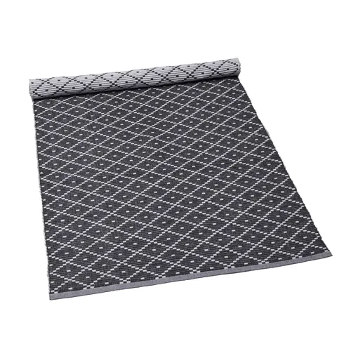 Tappeto rips riciclato Ella, Grigio scuro/Bianco