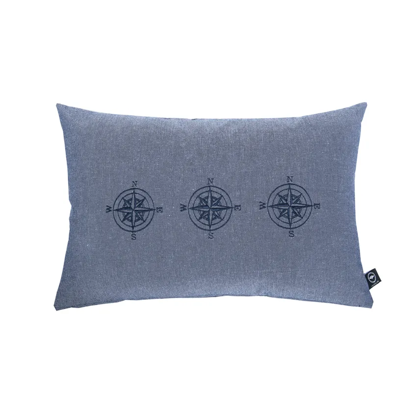 Riciclato Fodere per cuscini Bussola, Blu navy/Bianco