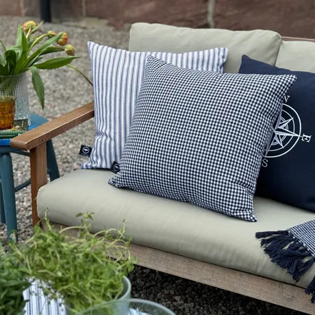 Riciclato Fodere per cuscini Grundsund, A quadri, Blu navy/Bianco