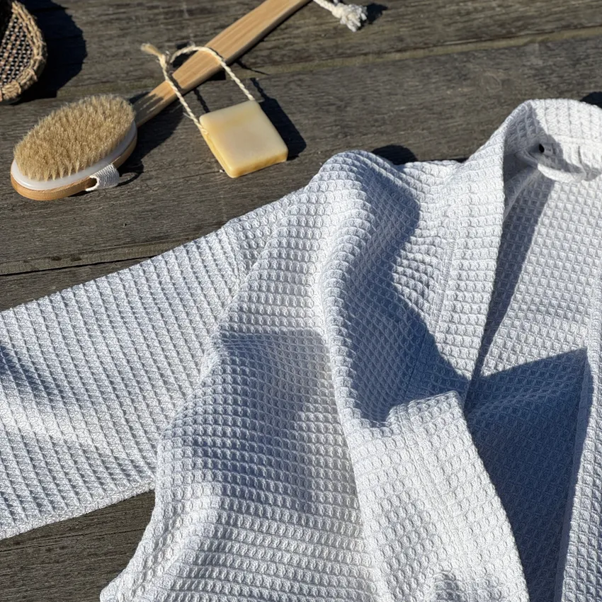 Accappatoio riciclato Wilma, Beige/Argento