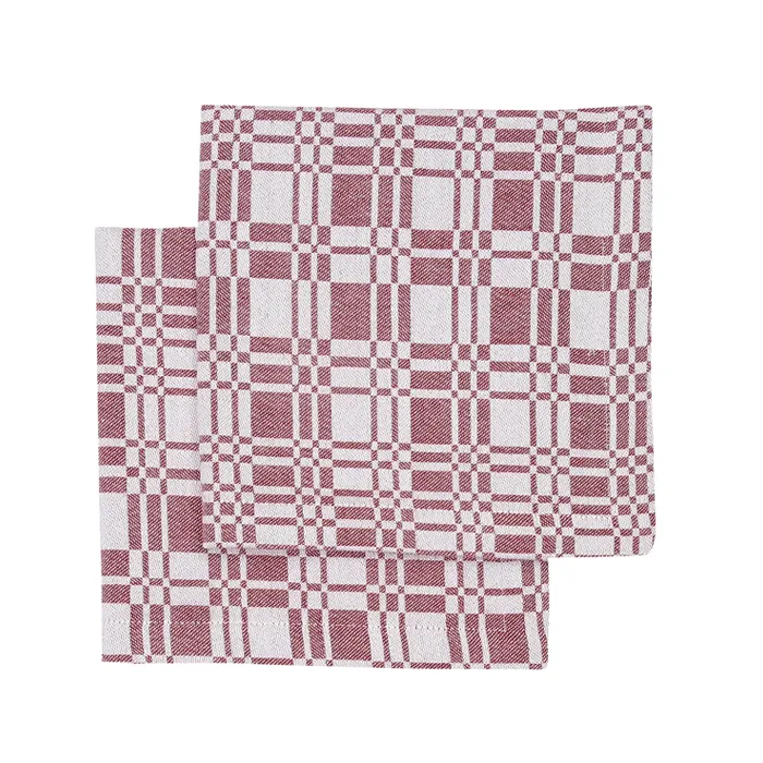 Tovagliolo riciclato 2 pezzi Lilly, Rosso scuro/Beige