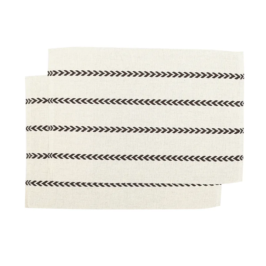 Tovaglietta riciclata 2-pack Måns, Ecru/Marrone scuro