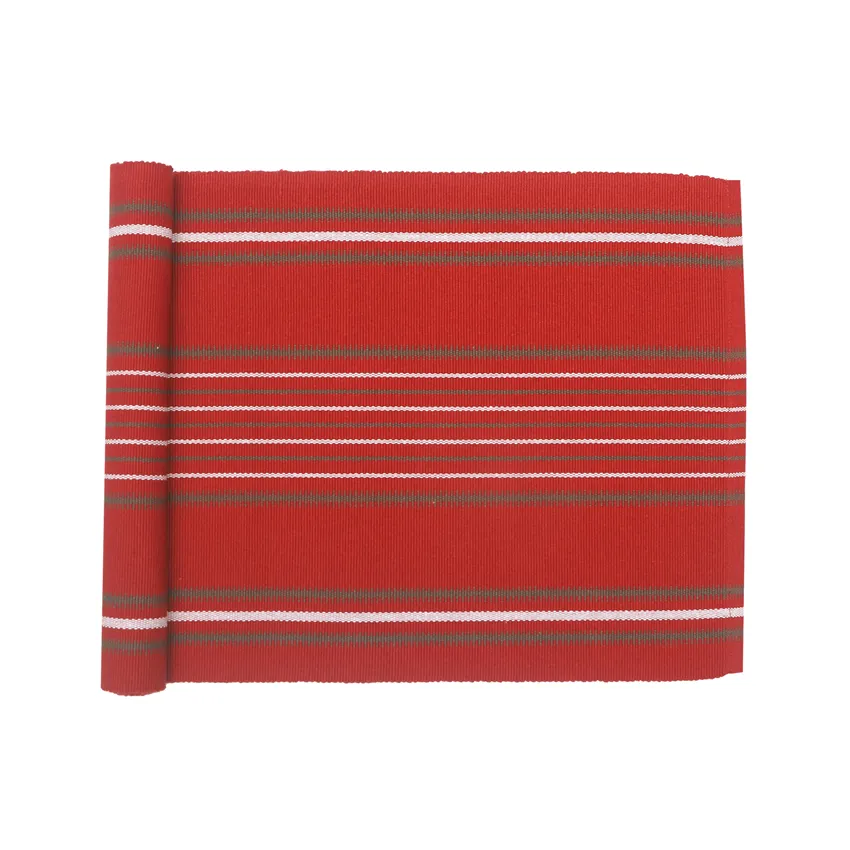 Tappeto rips riciclato Karin, Rosso scuro/Verde oliva/Marrone