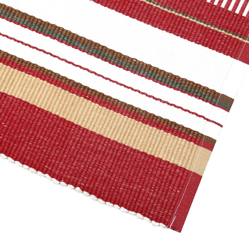 Tappeto rips riciclato Karin, Rosso scuro/Verde oliva/Marrone