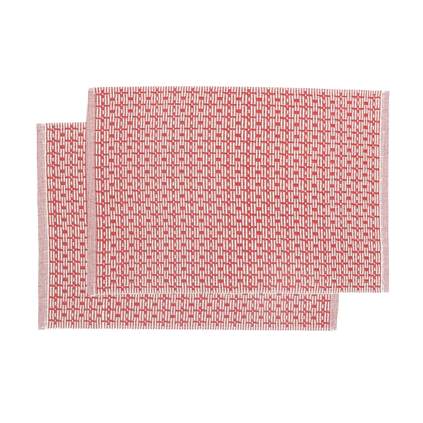 Tovaglietta riciclata 2-pack Stella, Rosso scuro/Beige