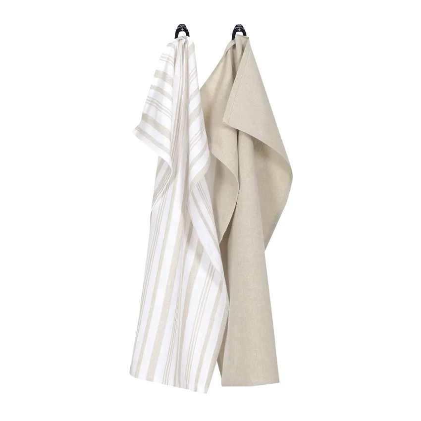 Strofinaccio da cucina riciclato 2-pack Simon, Lino/Bianco