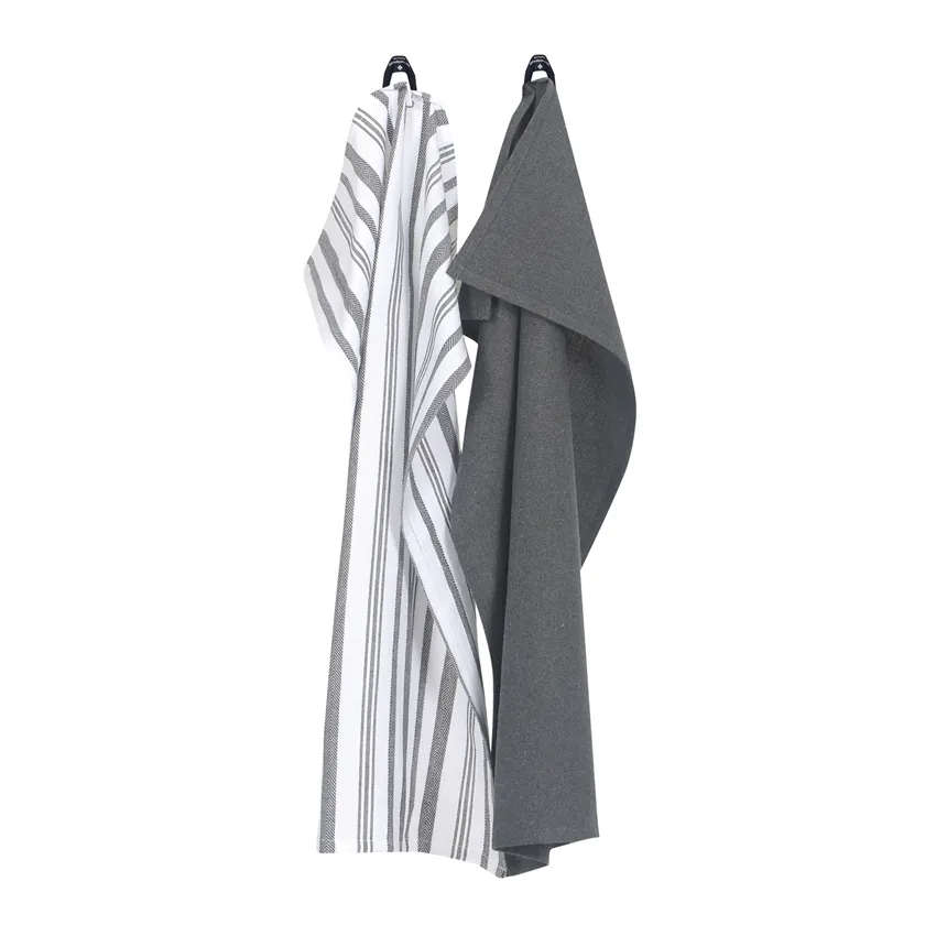 Strofinaccio da cucina riciclato 2-pack Simon, Grigio scuro/Bianco