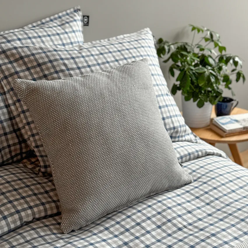 Riciclato Fodere per cuscini Kalle, Grigio/Bianco