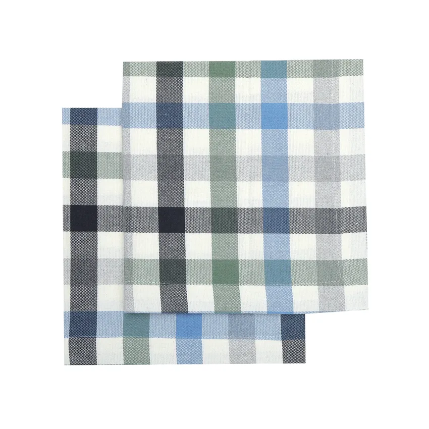 Tovagliolo riciclato 2 pezzi Ruth, Azzurro/grigio/beige