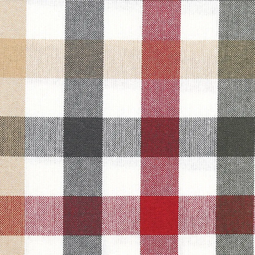 Tovaglia rotonda riciclata Ruth, Rosso scuro/verde oliva/grigio scuro