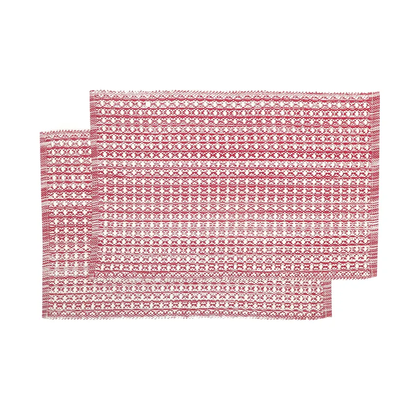 Tovaglietta riciclata 2-pack Björn, Rosso scuro/Beige