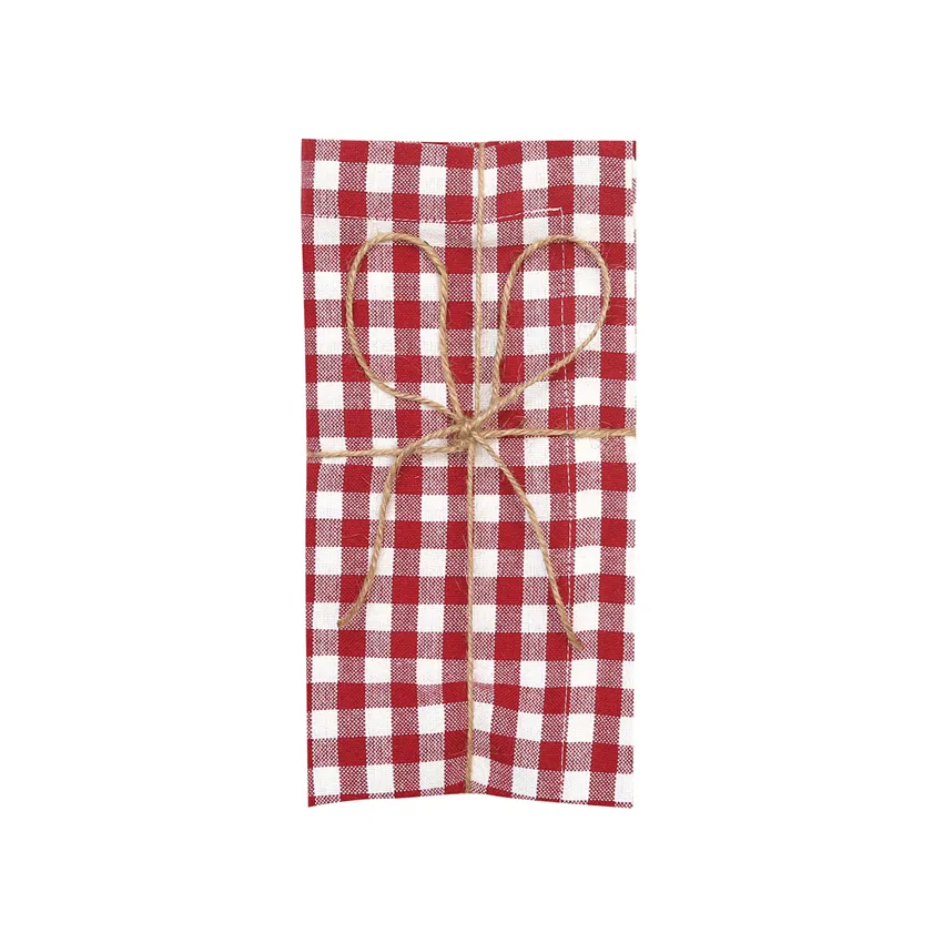 Tovagliolo riciclato 2 pezzi Bella, Rosso scuro/Beige