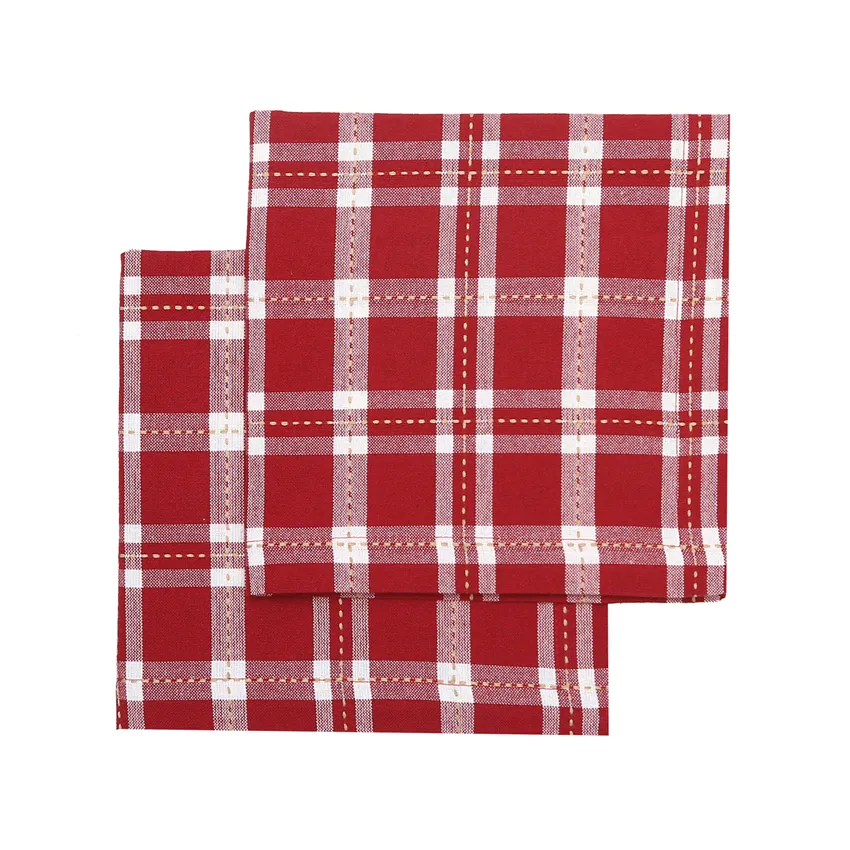 Tovagliolo riciclato 2 pezzi Ann, Rosso scuro/sabbia/beige