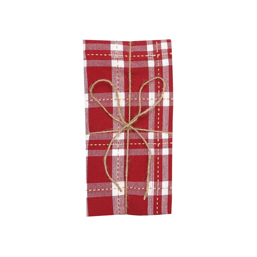 Tovagliolo riciclato 2 pezzi Ann, Rosso scuro/sabbia/beige