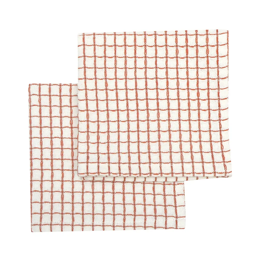 Panno per piatti riciclato 2 pezzi Freddy, Beige/ruggine