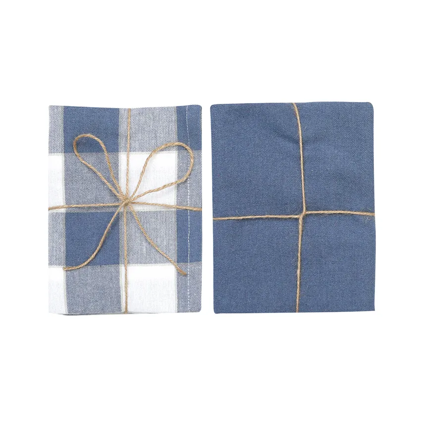 Strofinaccio da cucina riciclato 2-pack Ted, Grigio blu/lino/bianco