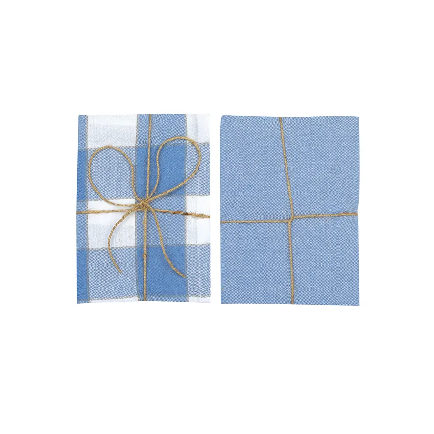 Strofinaccio da cucina riciclato 2-pack Ted, Azzurro/Bianco