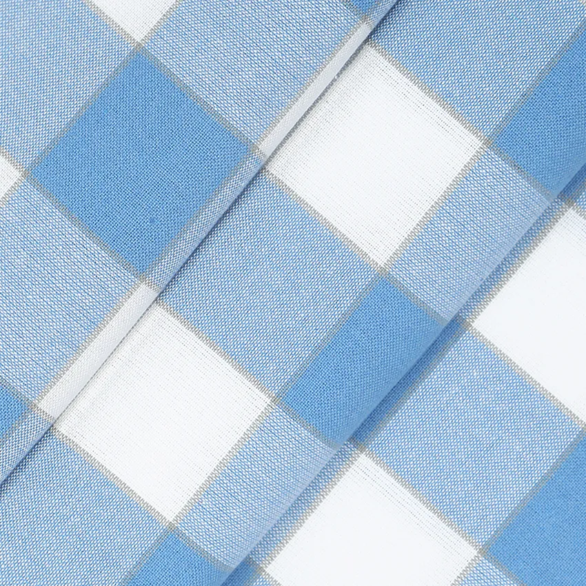 Riciclato Tessuto al metro Ted, Azzurro/Bianco