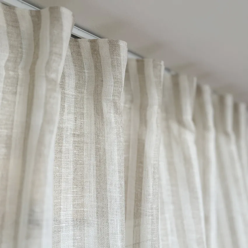 Tenda 2 pezzi Lotta, Lino/Off-White