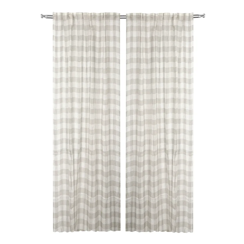 Tenda 2 pezzi Lisen, Lino/Off-White