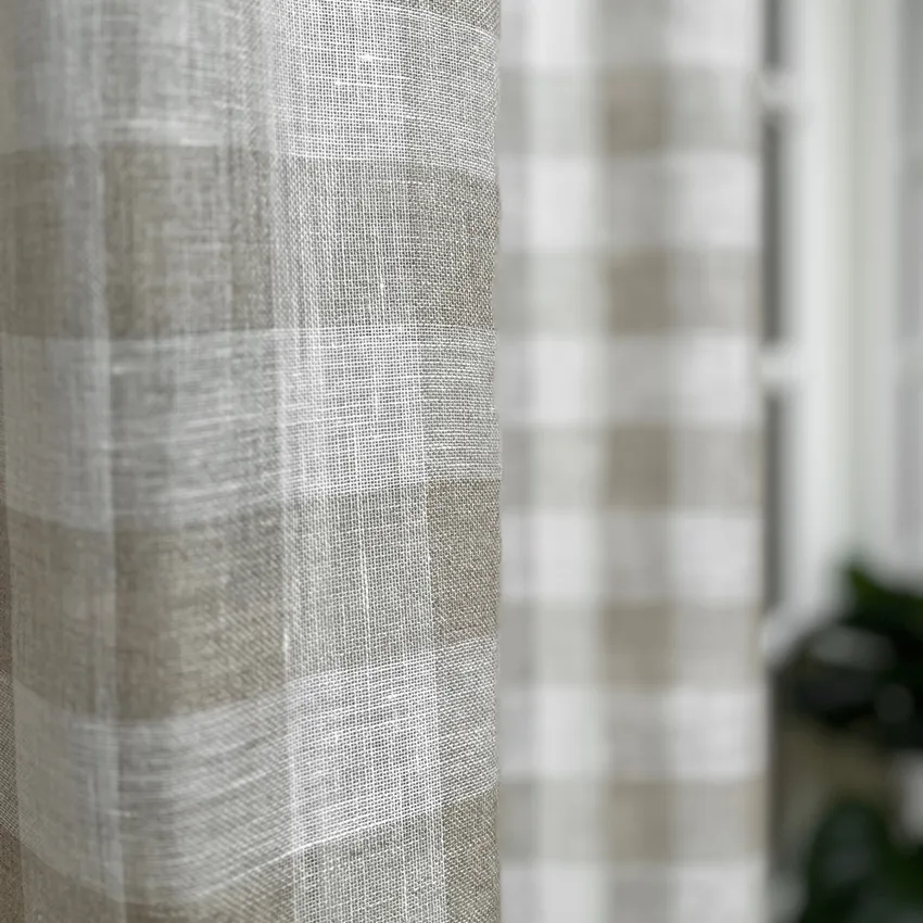 Tenda 2 pezzi Lisen, Lino/Off-White