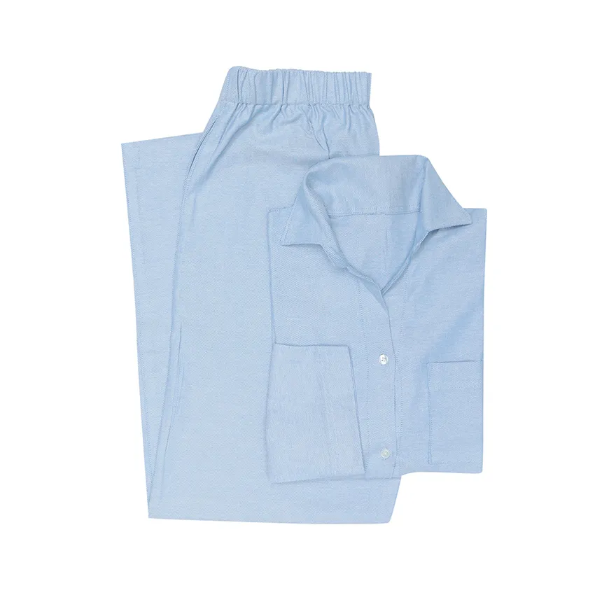 Riciclato Pigiamaset 2 pezzi Elvira, Azzurro/Bianco