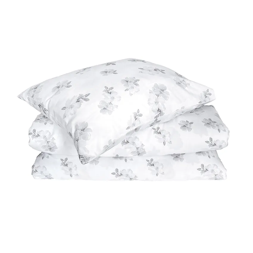 Satinset copripiumino 2 pezzi Mona, Bianco/Grigio chiaro