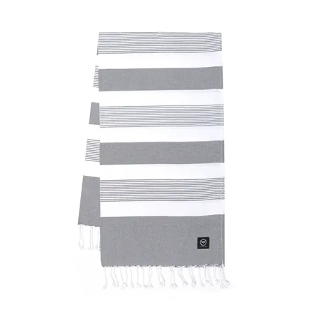 Riciclato Hamam Telo bagno Alice, Grigio scuro/Bianco