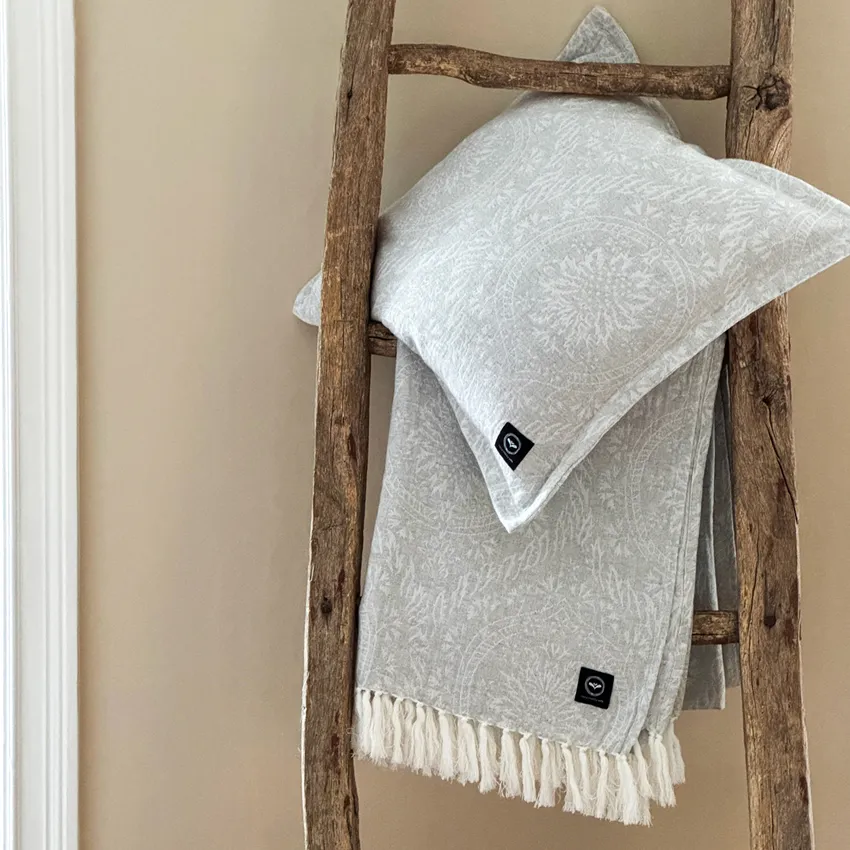 Plaid riciclato Myra, Grigio chiaro/Bianco