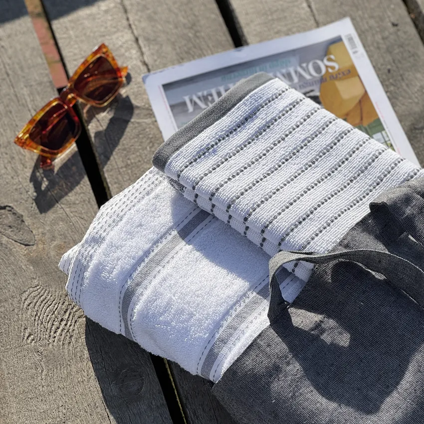 Telo bagno Visby, Seconda scelta, Grigio/Bianco