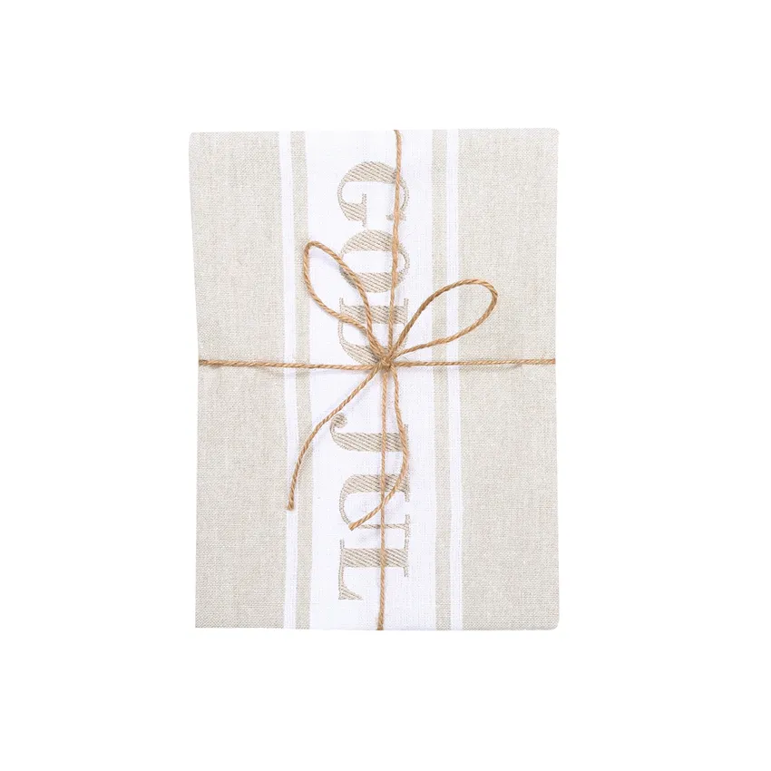 Strofinaccio da cucina riciclato God Jul, Lino/Bianco