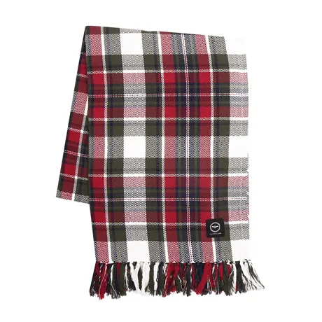 Plaid riciclato Hilda, Rosso scuro/Verde oliva
